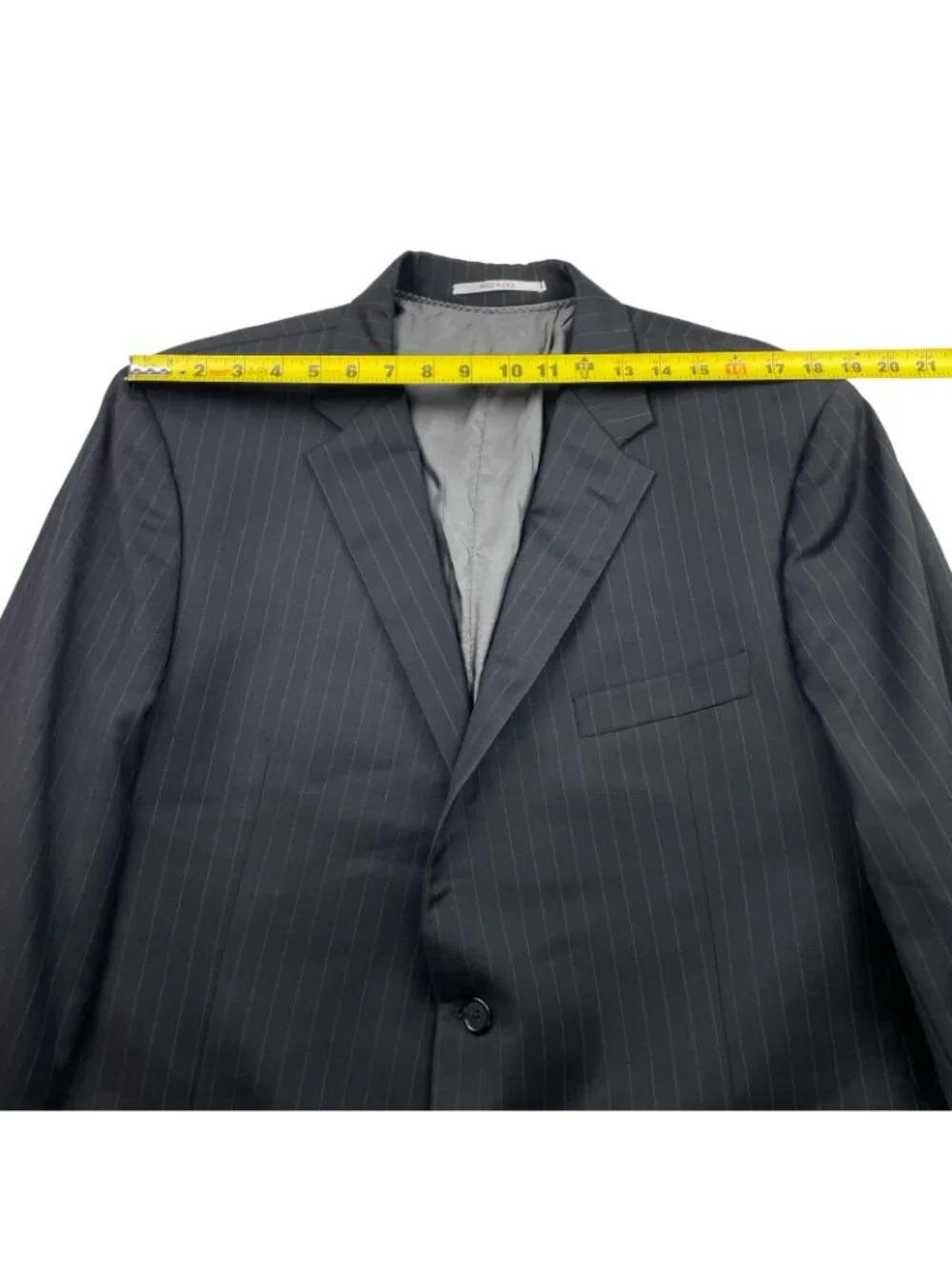Hickey Freeman Men's Milburn 100% Wool 2-Button Blazer Black Stripe • USA • 46R